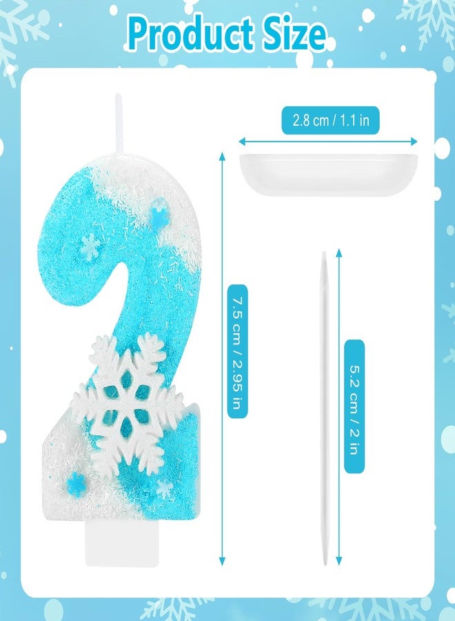 IDIJOLI Frozen Birthday Candle Snowflake Number 2 Candle Cake Topper Cupcake Decor Frozen 2nd Birthday Party Decorations Anniversary Celebrations Supplies Favors - Image 3
